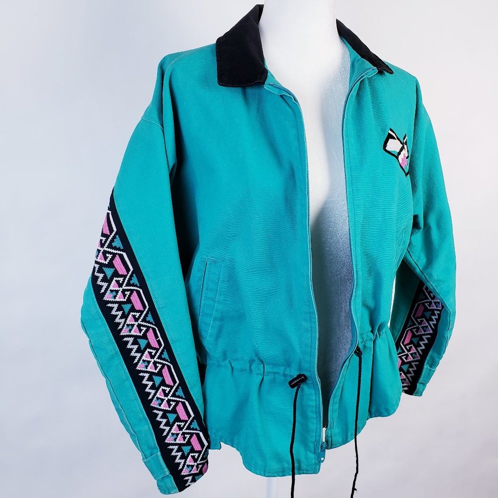 Vintage Cameo Rose Retro Ski Lodge Jacket Medium
